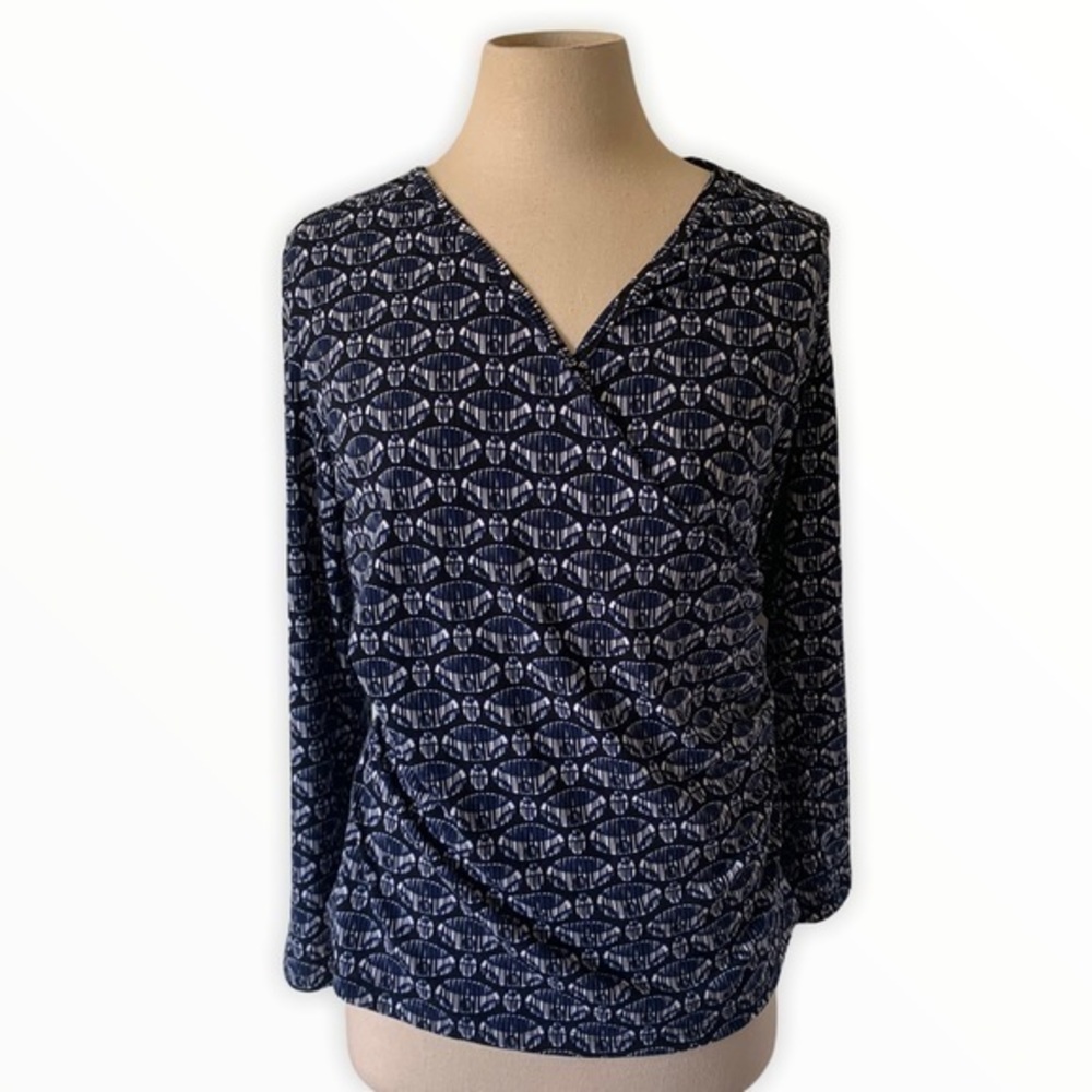 Saint Tropez West blue‎ and black geo print blouse